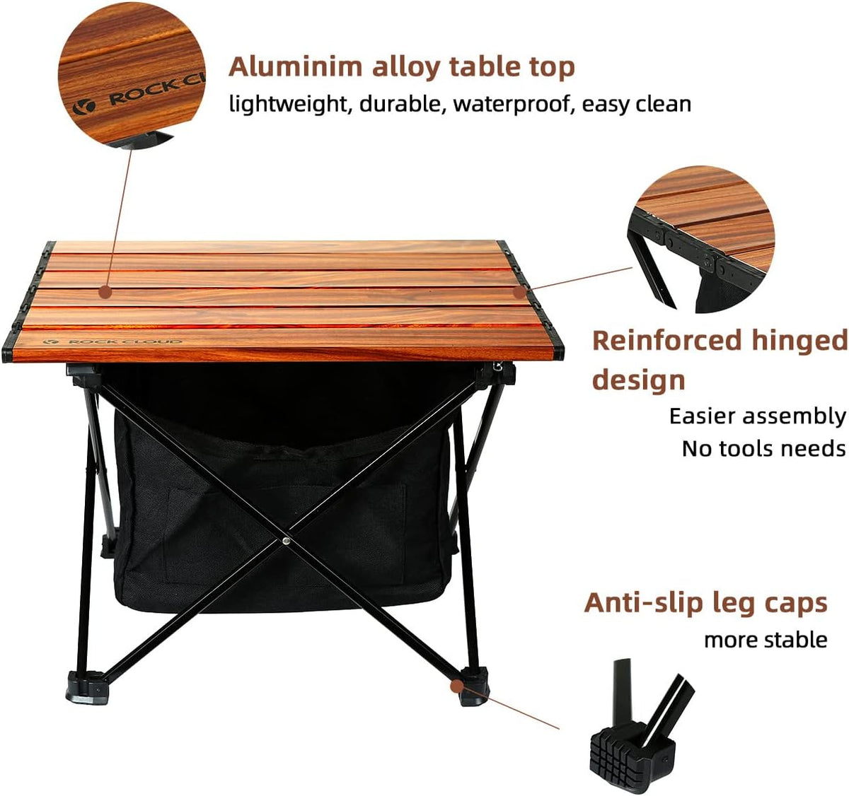 ROCK CLOUD Portable Camping Table Ultralight Aluminum Camp Table with Storage Bag Folding Beach Table for Camping Hiking Backpacking Outdoor Picnic, Small