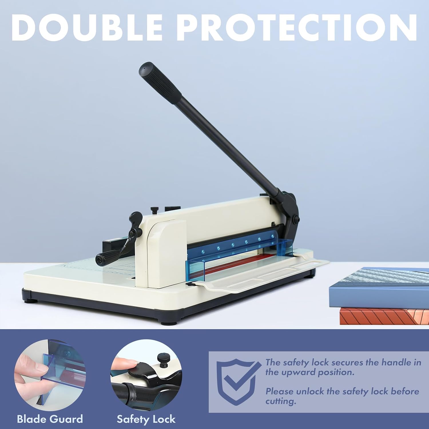 Heavy Duty Paper Cutter 17", Guillotine A3 Paper Cutter, 500 Sheets Capacity Paper Trimmer, Double Safety Protection Durable HSS Blade for Cutting Paper