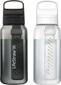 LifeStraw Go Series Water Bottle, Black/Clear, 1 L, 2PK