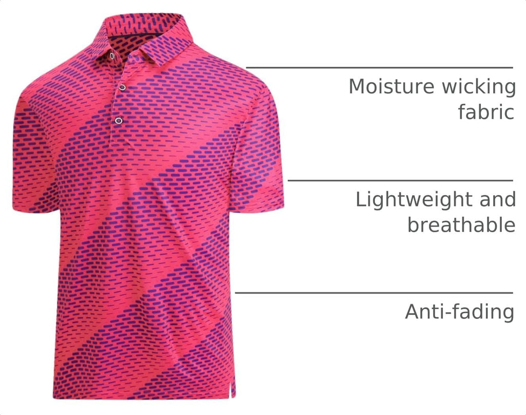 Hodaweisolp Golf Shirts for Men Dry Fit Print Short Sleeve Polo Shirt