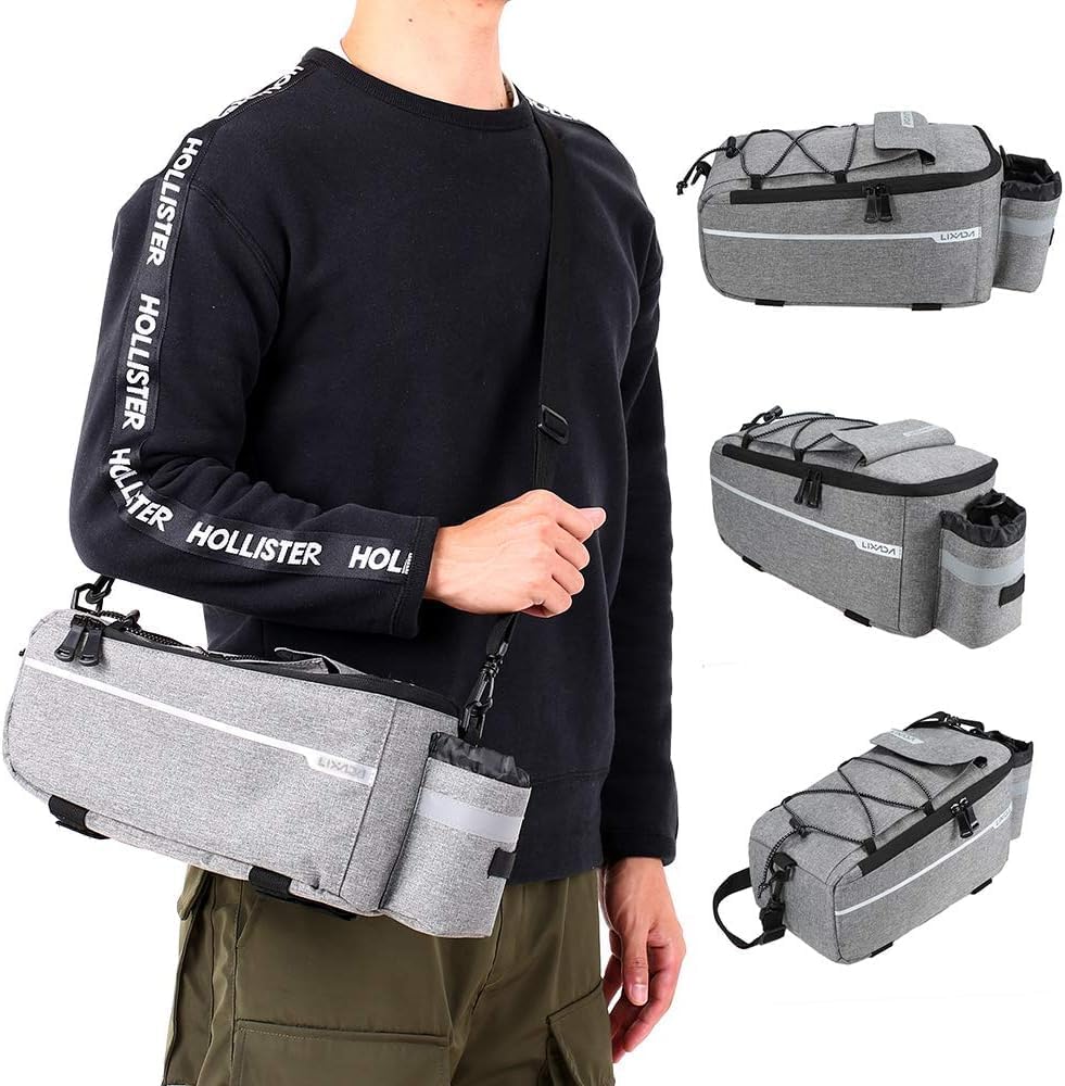 Lixada Bike Panniers Bike Trunk Bag Insulated Bag for Warm/Cool Items, Bicycle Rear Rack Storage Luggage Bicycle Seat Multifunctional Insulated Trunk Cooler Bag Shoulder Bag 11.4 6.3 6.7in