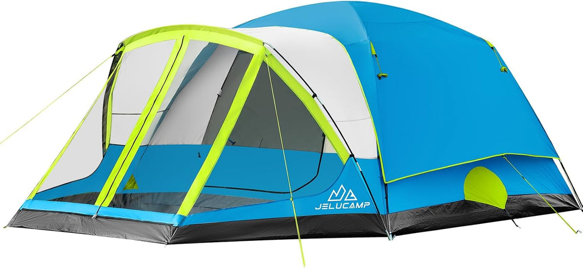 JELUCAMP 6/8 Person Camping Tent with Screen Porch Family Tents for Camping