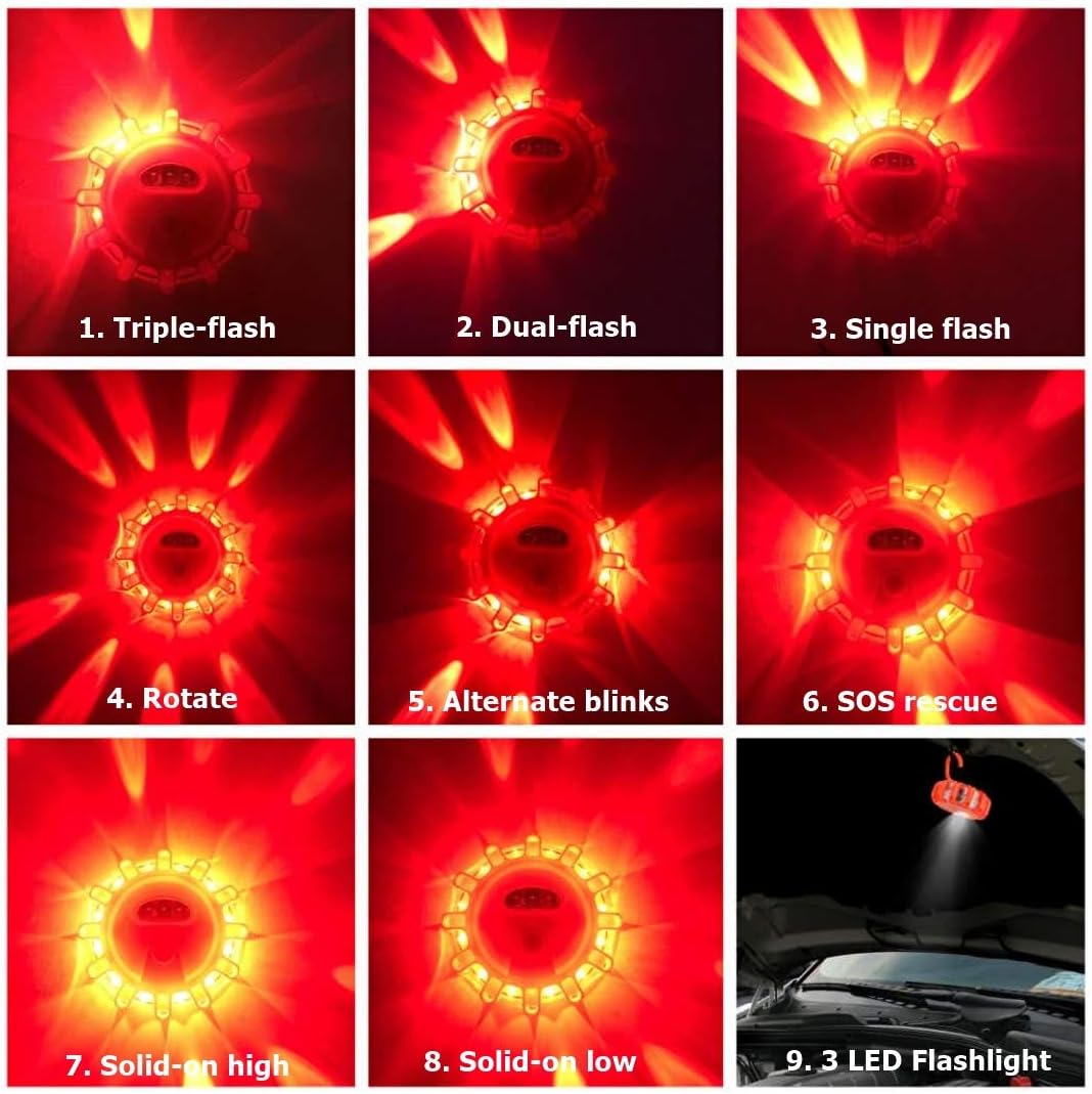 Ecoangel USB-C Rechargeable LED Road Flares Emergency Lights (6 Pack)