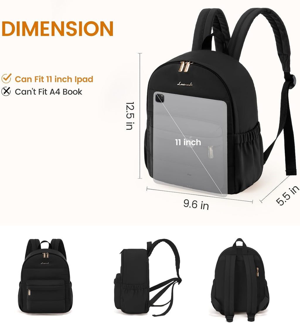 LOVEVOOK Mini Backpack Purse for Women, Small Puffer Lightweight Backpack, Casual Daily Daypack Purse for Women, back pack with Anti-theft Pocket for Travel-Black