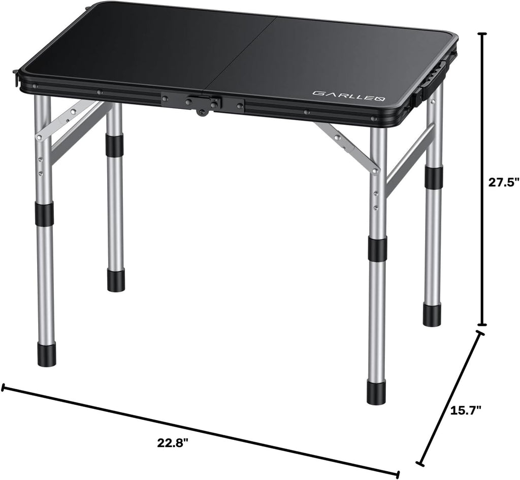 GARLLEN Waterproof Folding Camping Table 22.8" Lx15.7 W, 3-Height Max 27.5"