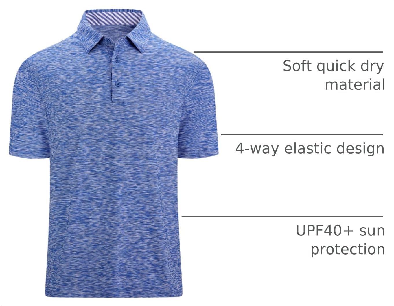 Damipow Golf Shirts for Men Dry Fit Short Sleeve Print Collared Polo Shirt