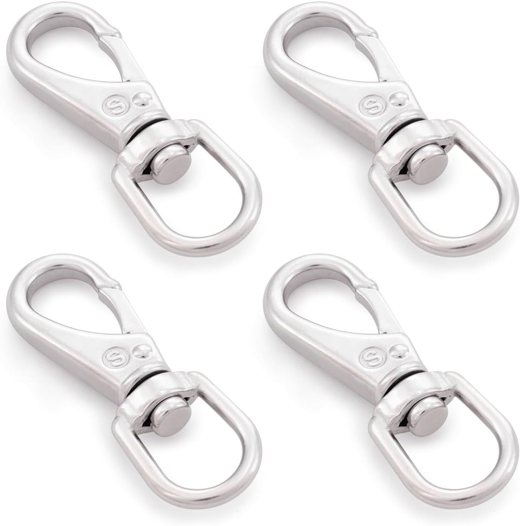 SHONAN 3.5 Inch Stainless Steel Flag Clips for Flagpole Rope- 4 Pack Diving Clips Flag Pole Clips, Swivel Snap Hooks for Dog leashes, Keychains, Boat Ropes, Bird Feeders