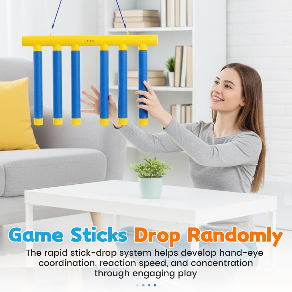 Reflex Challenge Game, Catching Sticks Game Reaction Training Toy, Adjustable Speed Catching Game, Hand Eye Coordination Training for Adults