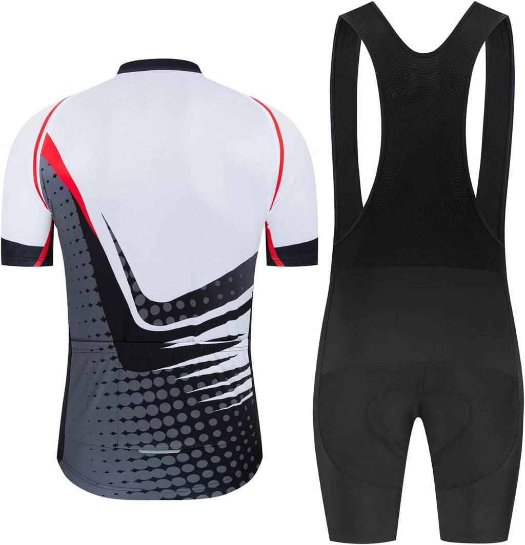 Men's Cycling Jersey Sets Road Bike Jersey Bibs + Shorts with 20D Gel Pad MTB Riding Clothing Kit