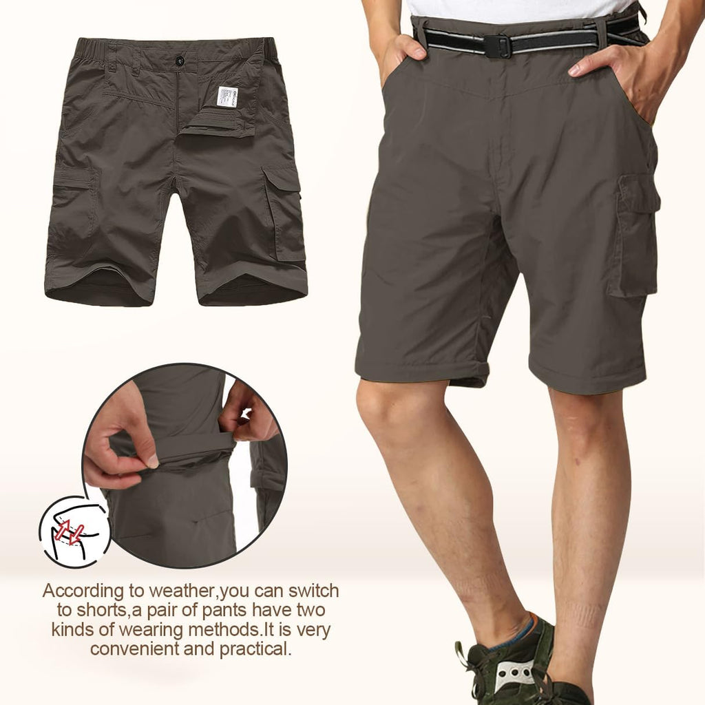 Mens Hiking Pants Convertible Quick Dry Zip Off Fishing Travel Safari Pants