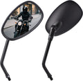 Universal Motorcycle Mirrors - M10 Black Oval Handlebar Rearview Mirrors Compatible with Honda Shadow MSX125 Kawasaki Vulcan Z900 Suzuki SV650 Volusia