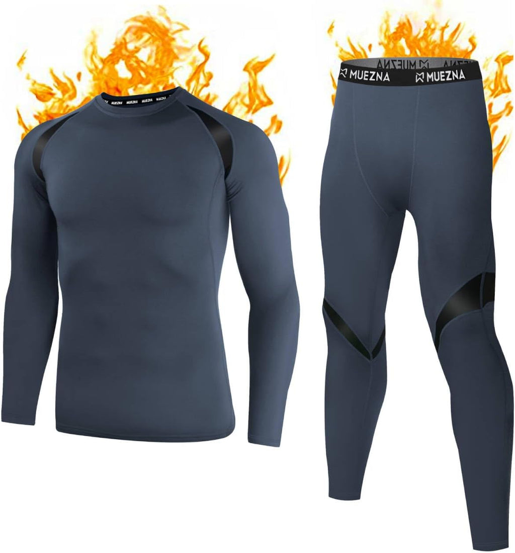 Muezna Men's Thermal Top and Bottom Set Underwear Long Johns Base Layer