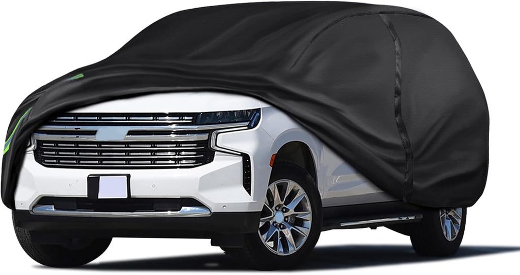 16-Layer 600D Heavy Duty Universal Full Car Cover for Outdoor & Indoor Use - All Weather Sun UV Rain Snow Dust Proof, Waterproof Scratch Resistant, Fits SUVs Body Length 191"-200"/15.9-16.6 ft