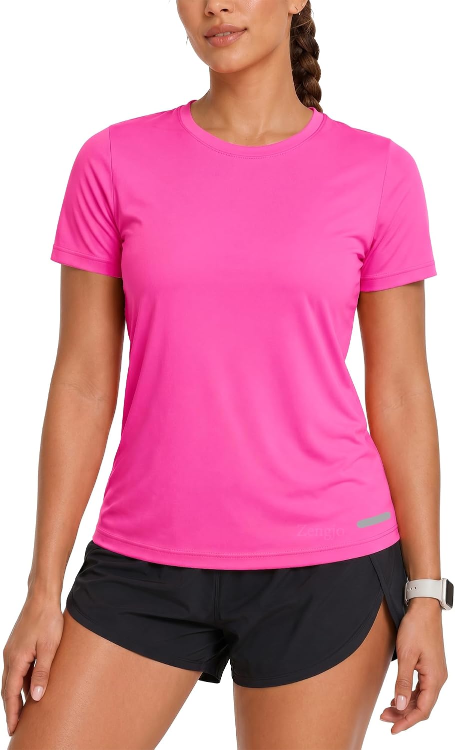 Zengjo Women's Short Sleeve Running Shirts Quick Dry Athletic Workout Tee