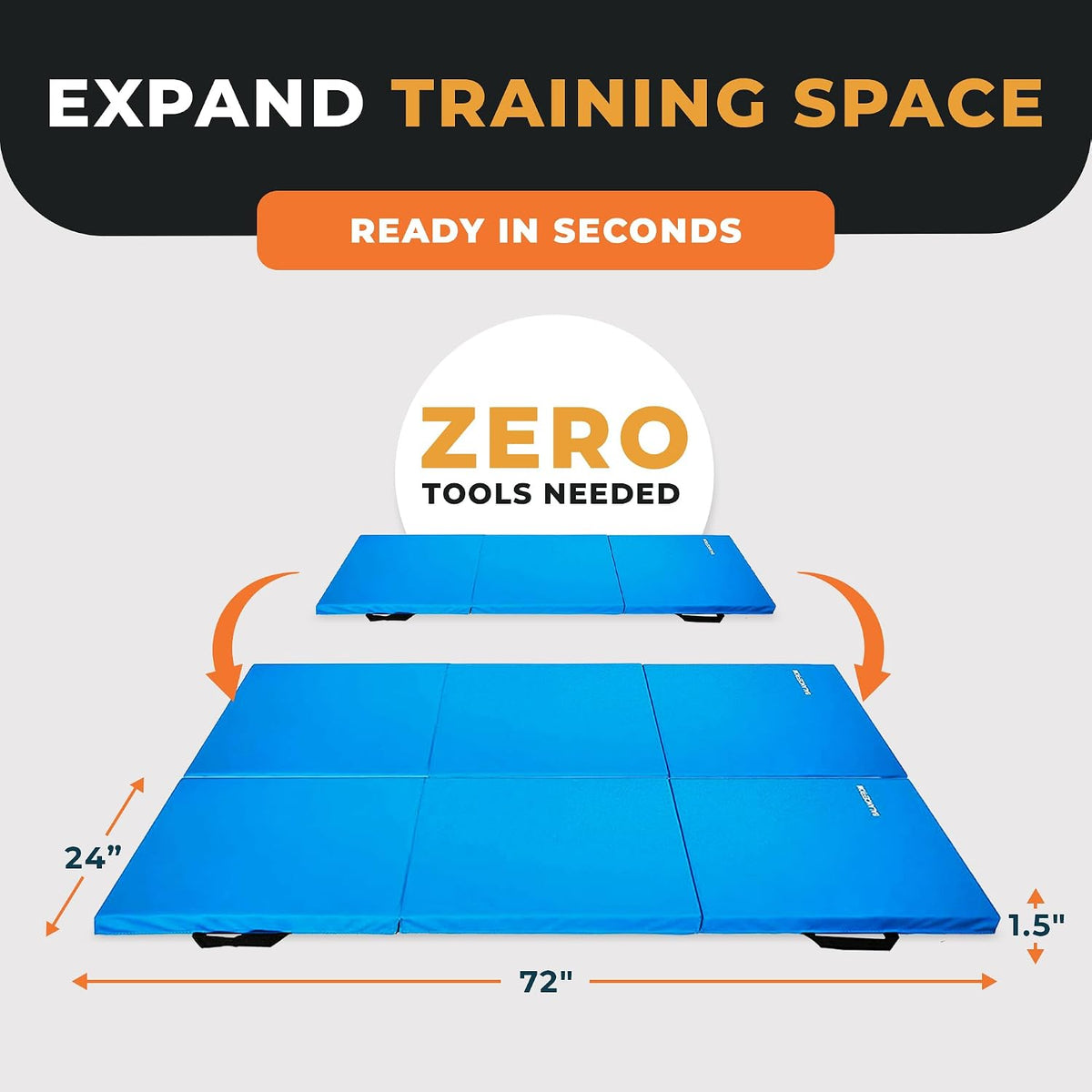 BalanceFrom 6x2 Feet 3-Panel Folding Gymnastics Mat � 1.5-Inch Thick Pad