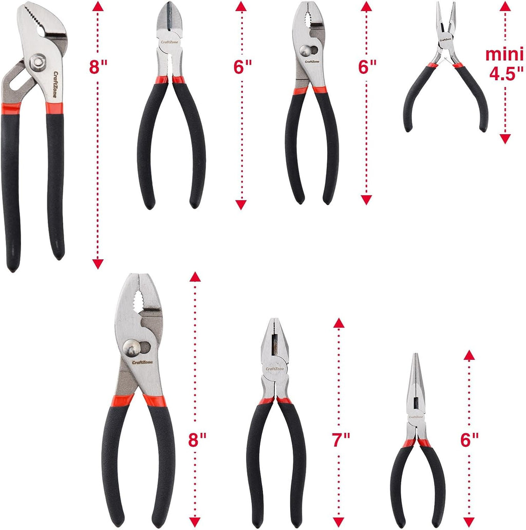 7 Piece Professional Pliers Set With Long Nose, Linesman, Water Pump, Slip Joint And Diagonal Cutting Pliers, Heavy Duty Hand Tool Set For Electrical Work, Home DIY And Automotive Repair