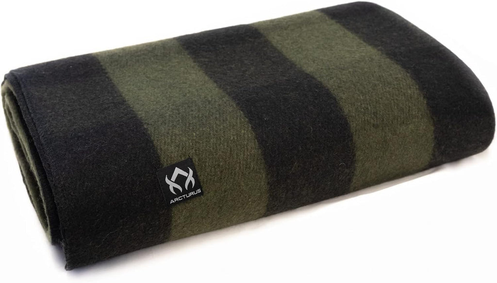 Arcturus Backwoods Wool Blanket - 4.5lbs, Warm, Heavy, Washable, Large | Great for Camping, Outdoors, Survival & Emergency Kits (Olive Green Buffalo)