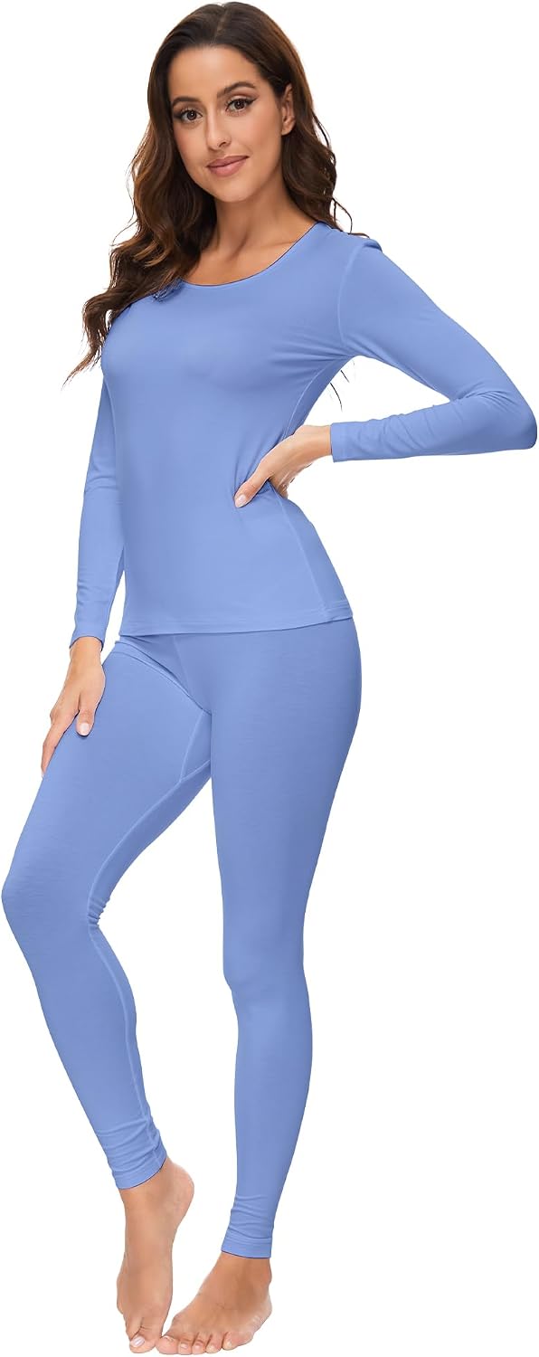 WiWi Soft Underwear for Women Thermal Long Johns Sets Super Warm Base Layer Top Pants Pajamas Set Viscose from Bamboo S-3X