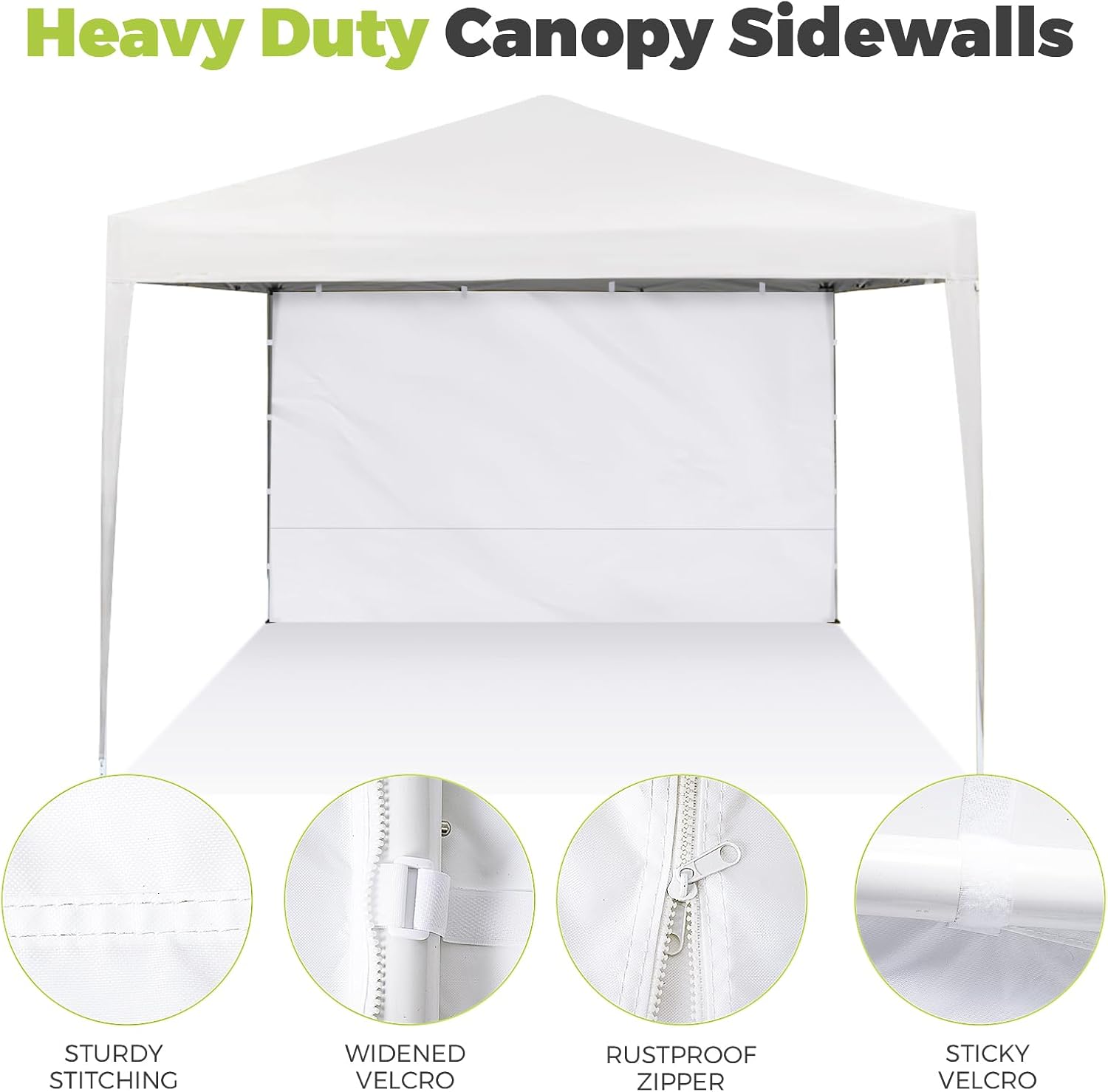 Instant Canopy Sidewalls for Pop Up Canopy Tent, 300D Waterproof Material for Outdoor Events, Vendor Booths, and Privacy (Sidewalls Only) (White, 10x10ft-3pcs)