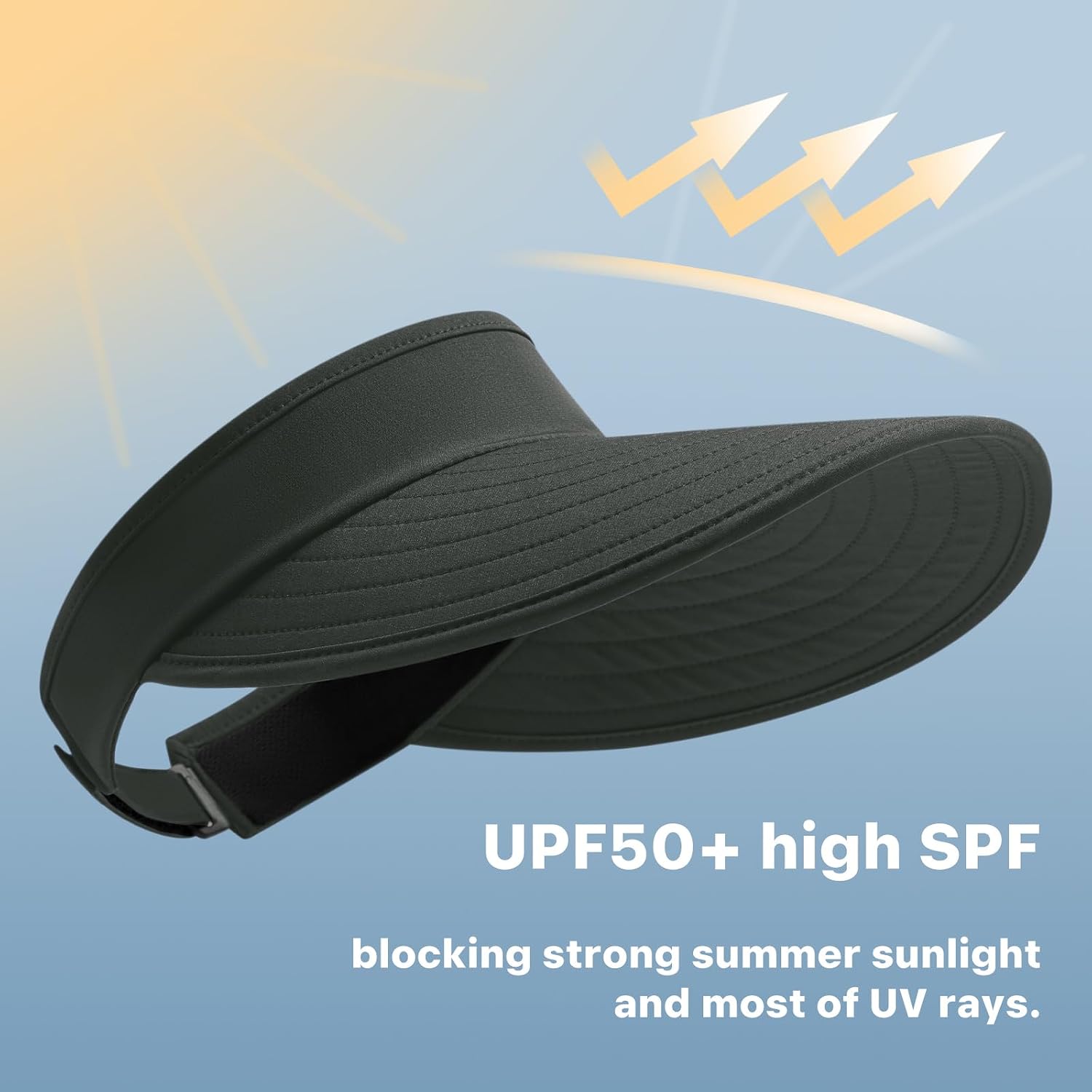 WANDER Sun Visor Hat Wide Brim Packable Large Beach Cap for Women