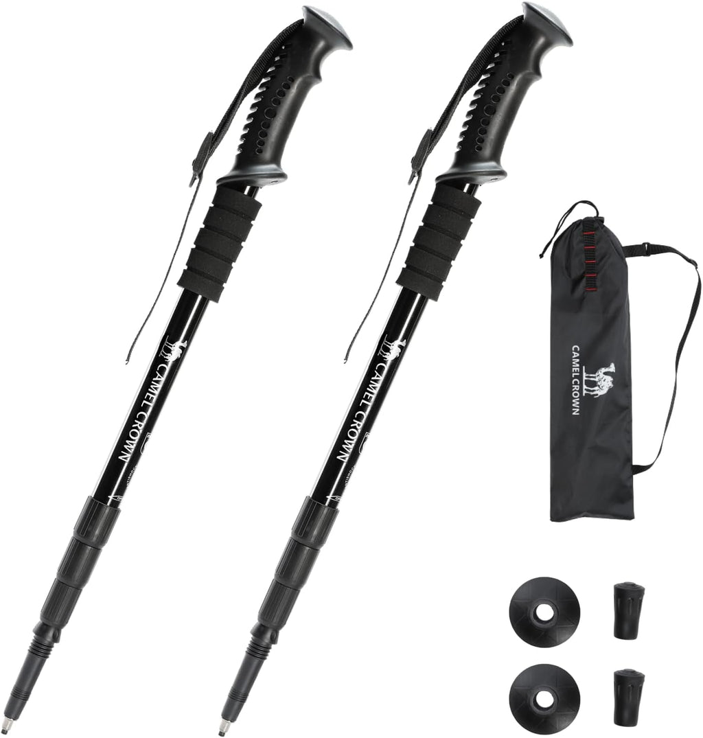 CAMEL CROWN Trekking Poles 2 Pack, Lightweight Hiking Poles for Men Women, 20-43in Adjustable Walking Sticks with Tungsten Carbide Tip & Shock-Absorbing PVC Grip, Backpacking Camping
