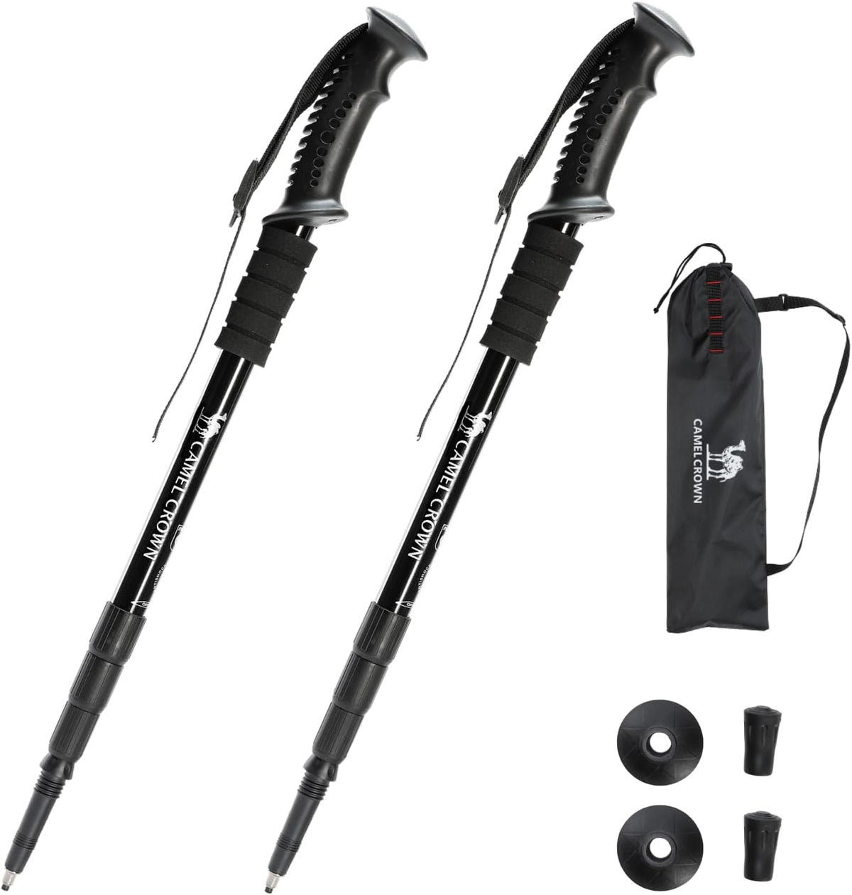 CAMEL CROWN Trekking Poles 2 Pack, Lightweight Hiking Poles for Men Women, 20-43in Adjustable Walking Sticks with Tungsten Carbide Tip & Shock-Absorbing PVC Grip, Backpacking Camping