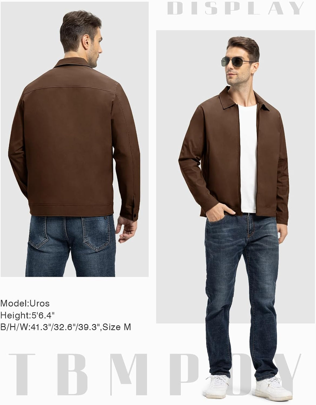 TBMPOY Mens Lightweight Jackets Light Windbreaker Full Zip Casual Work Jacket Golf Business Fall Track Coat with Pockets