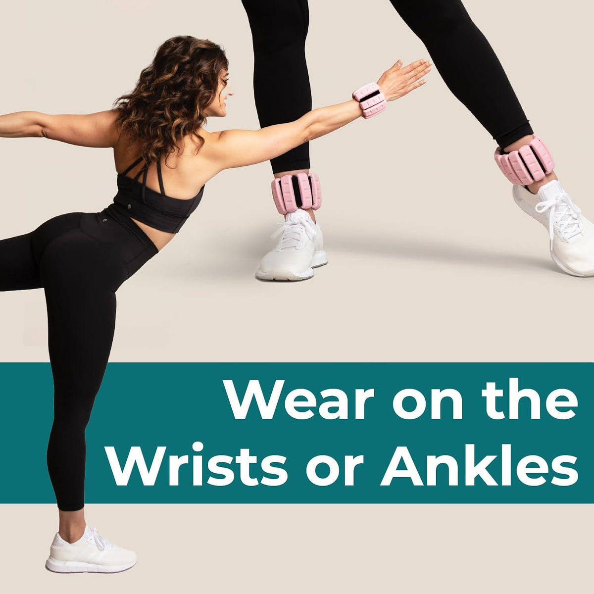 Home Gym Ankle and Wrist Weights for Women, Set of 2, 1 lb, Pink