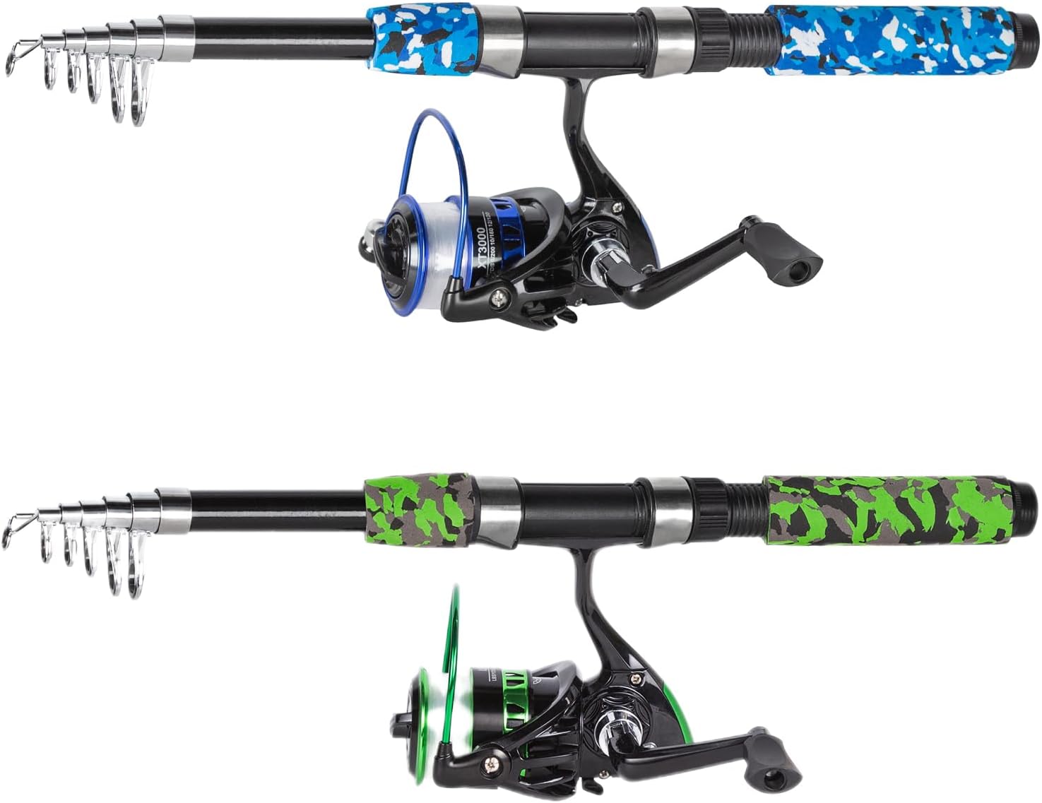 Tripquips Fishing Pole Combo, 6.9ft Telescopic Rods Set, Collapsible Fishing Rods 2PCS Spinning Reel Set with Carrier Bag Freshwater Fishing Rod and Reel Combos Kits