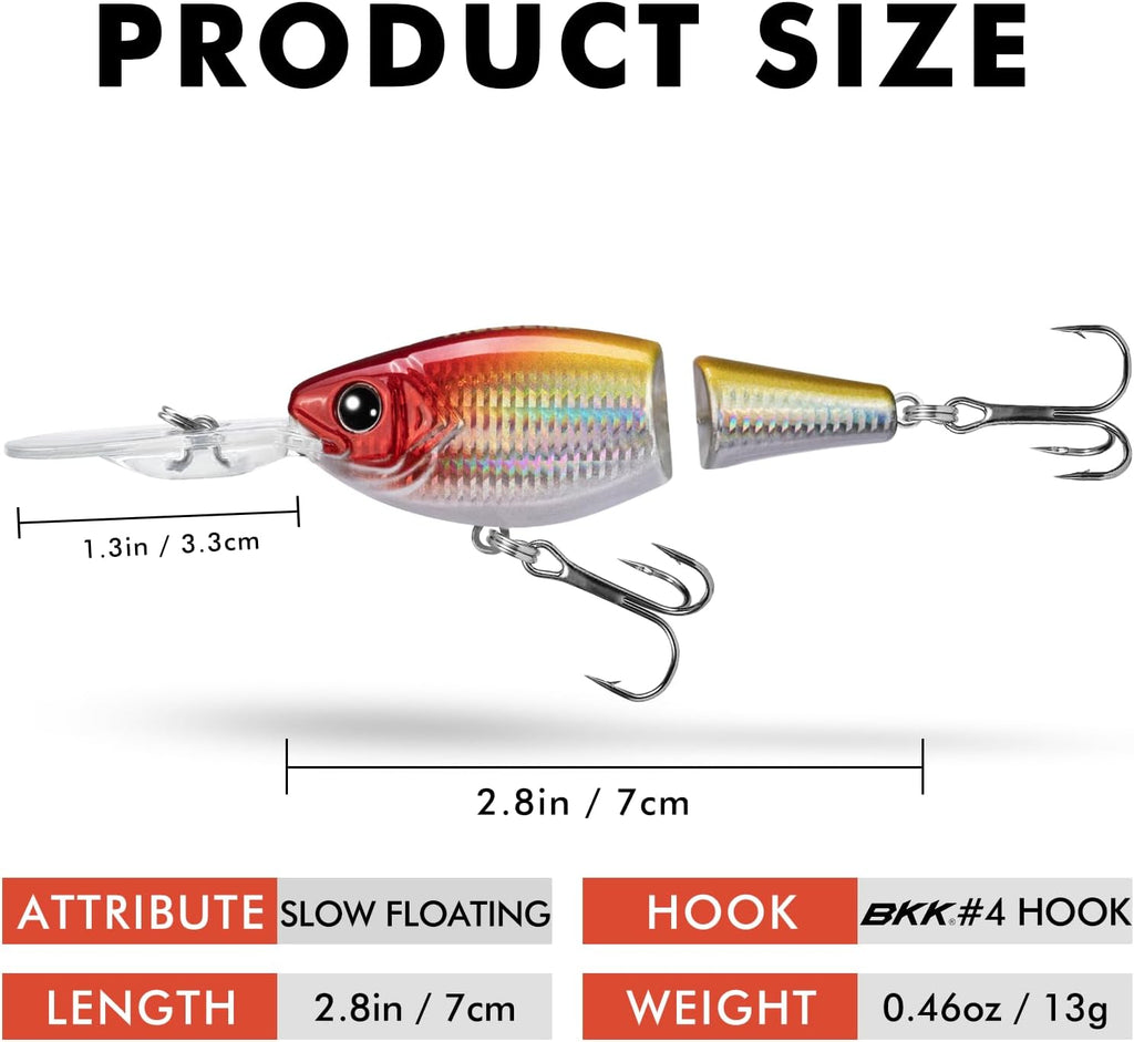 TRUSCEND Swimmax Easy Catch Fishing Lures with BKK Hooks, Wiggling, Vibrating, Rattling and Gurgling for More Bite, Heavy-Duty Dyneema Fiber Jointed Swimbaits for Bass, Trout, Walleye, Crappie, Pike