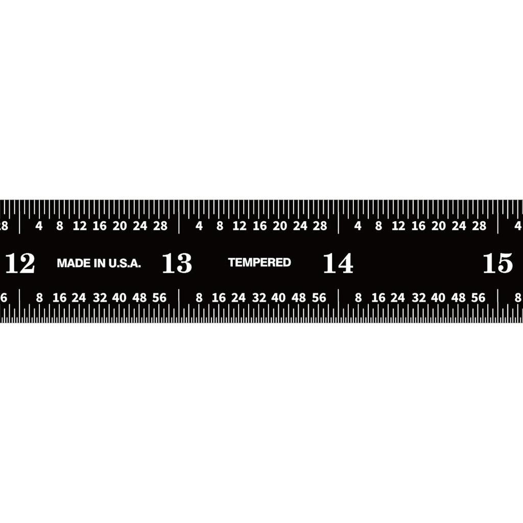 PEC Tools 24" Flexible Metal Ruler, Stainless Steel with Black Chrome Finish, High Contrast,16R Graduation (1/32", 1/64", 1/50", 1/100"), Easy to Read Machinst Rule for Professionals, Made in USA