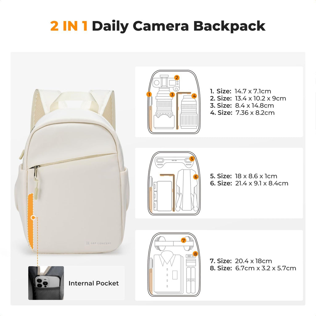 K&F CONCEPT Camera Backpack, Lightweight Compact Camera Bag 5L