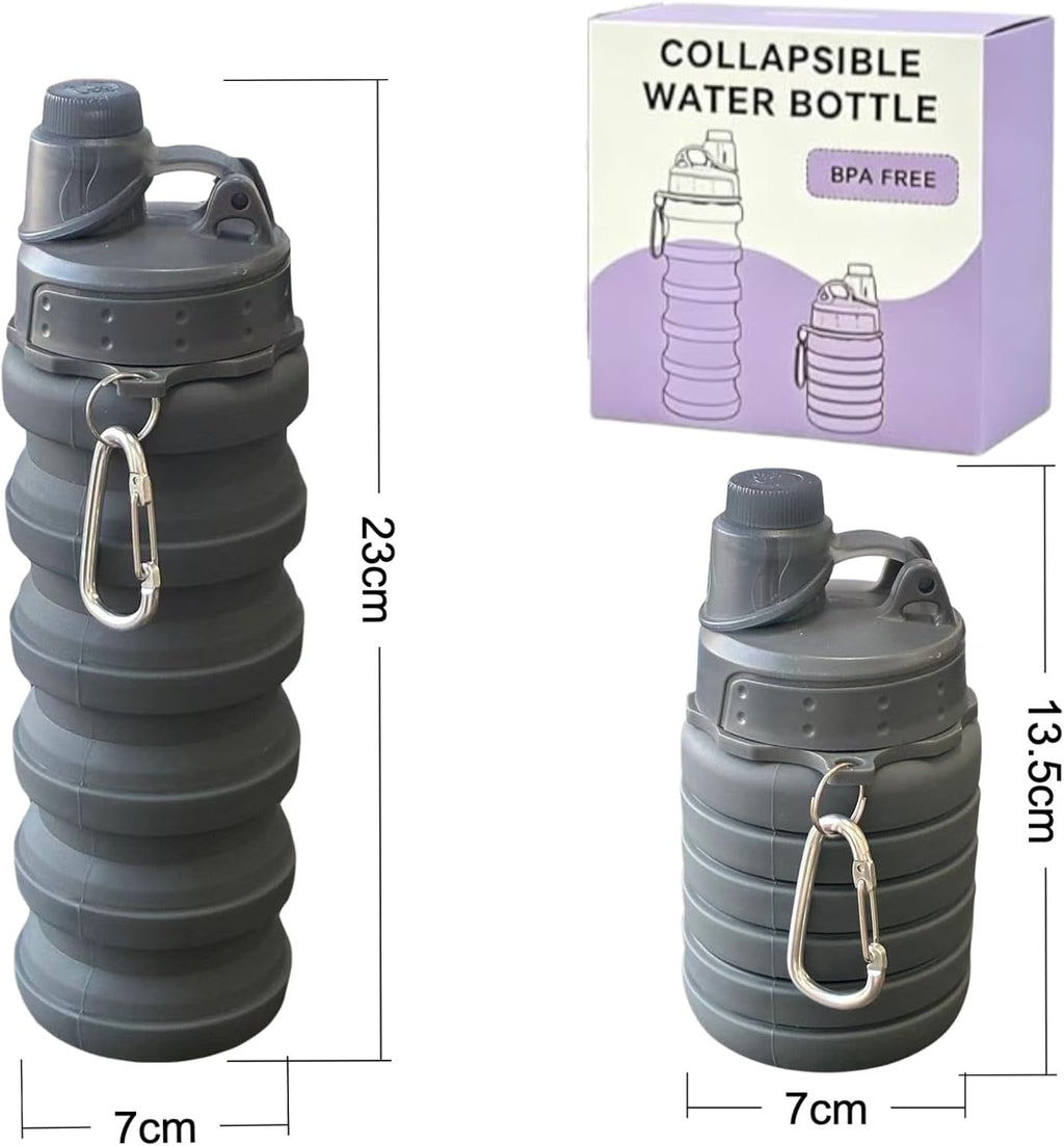Collapsible Water Bottles Travel water bottle Sports Portable Sport Water Bottle Reusable Water Bottles comes with mountaineering Buckle 500ml silicone Water-proof camping water bottle