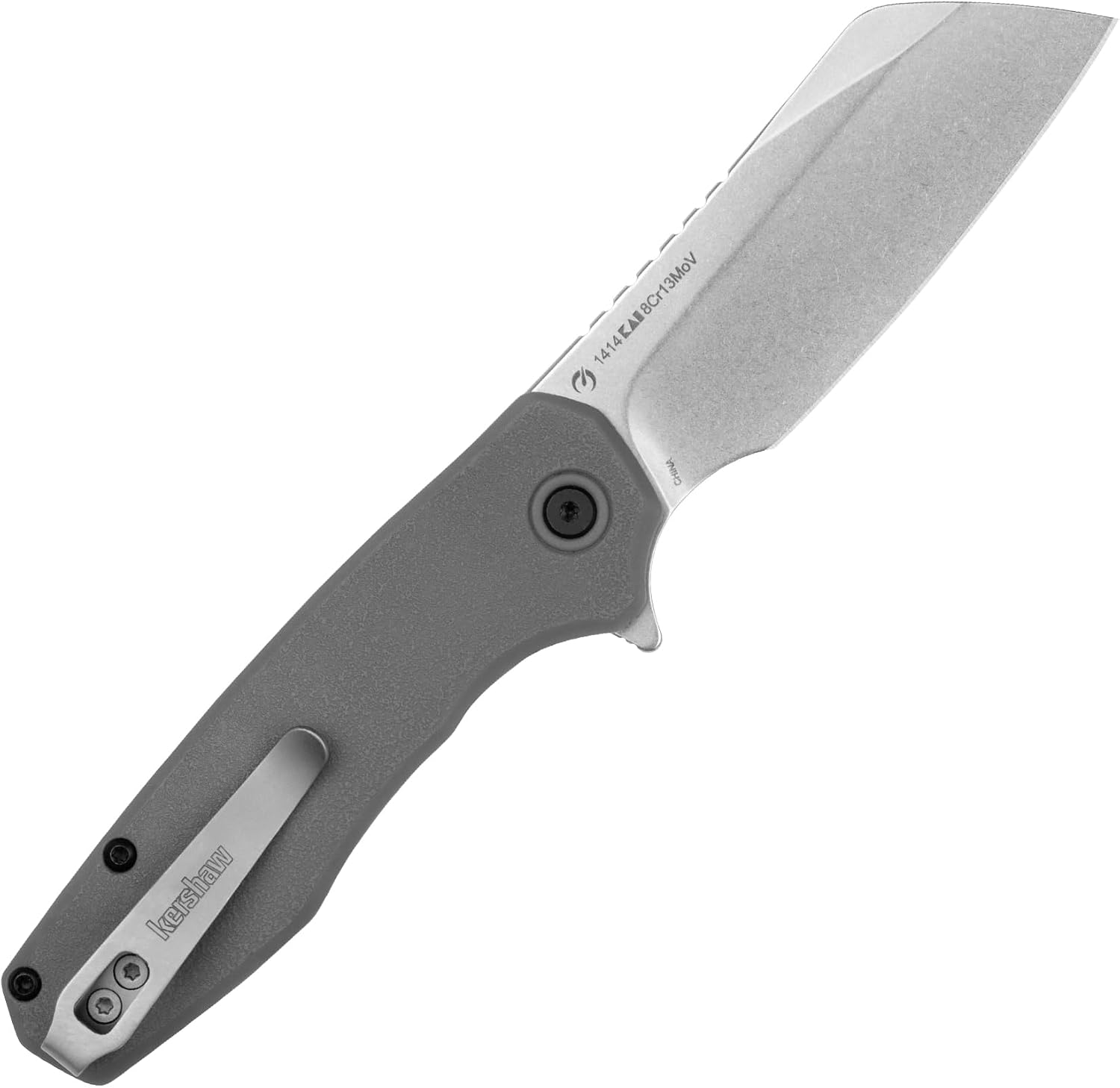 Kershaw Wharf Pocket Knife, Gray, 2.8 Inch Cleaver Blade