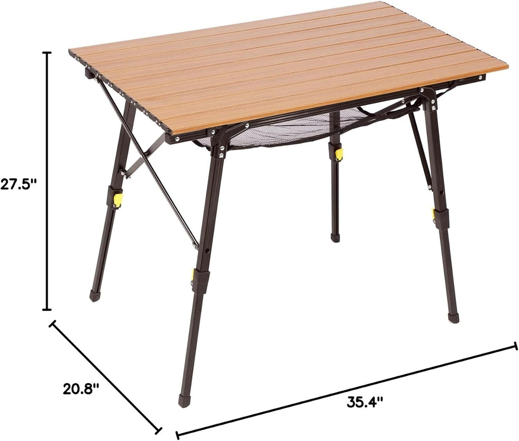 Portal Camping Table, Folding Aluminum Outdoor Table with Mesh Layer