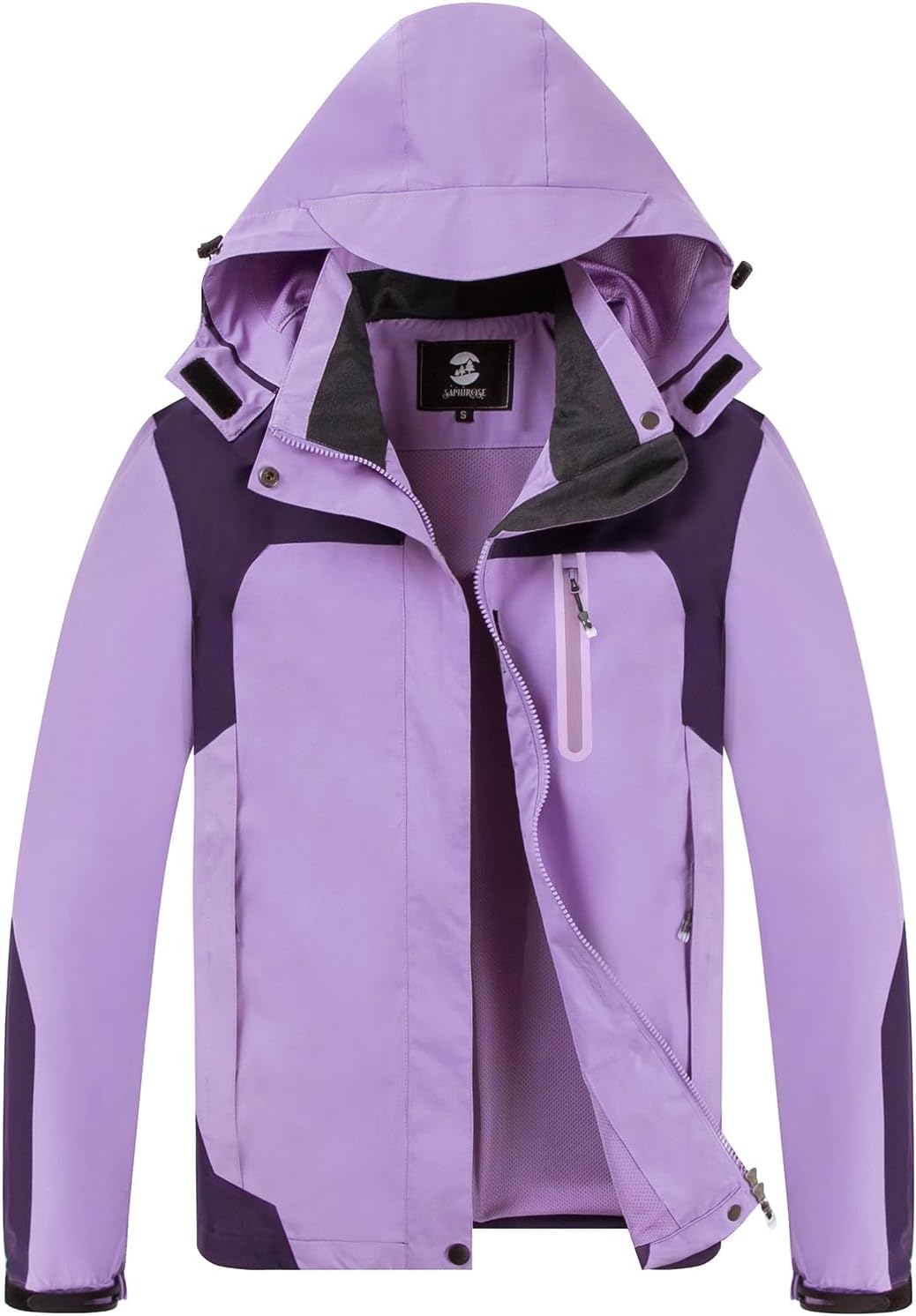 Womens Waterproof Rain jacket Lightweight Raincoat with Removable Hood