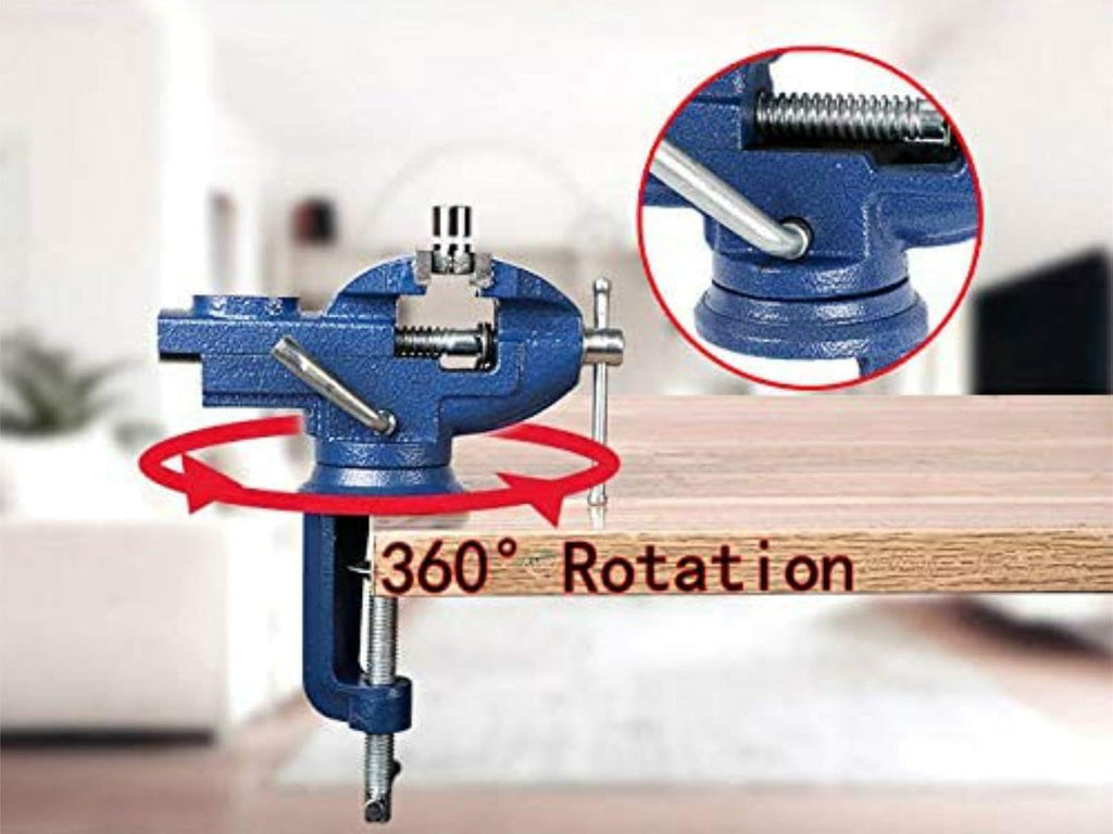 360° Rotating Bench Vise, 2.5'' Cast Iron Table Vise Clamp for Woodworking, Hobby, DIY Craft (Clamping Range: 0-2.5inch)