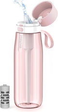 PHILIPS Filtered Water Bottle, BPA-Free Tritan, Travel Portable 22oz Pink