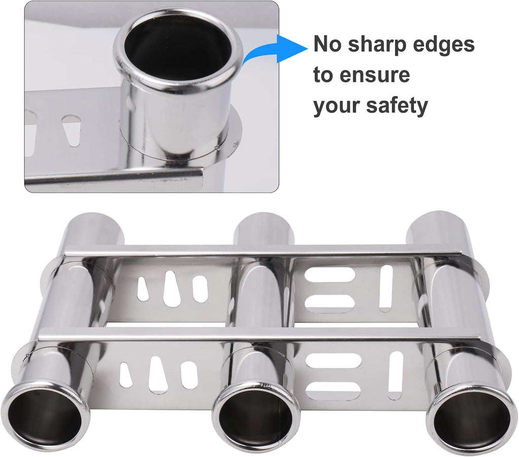 Fishing Rod Holder for Boat, Vertical Wall Mounted Fishing Rod Rack, Stainless Steel Rod Holder for Marine Boat,Fishing Boat, Truck (3 Tubes Upgrade)