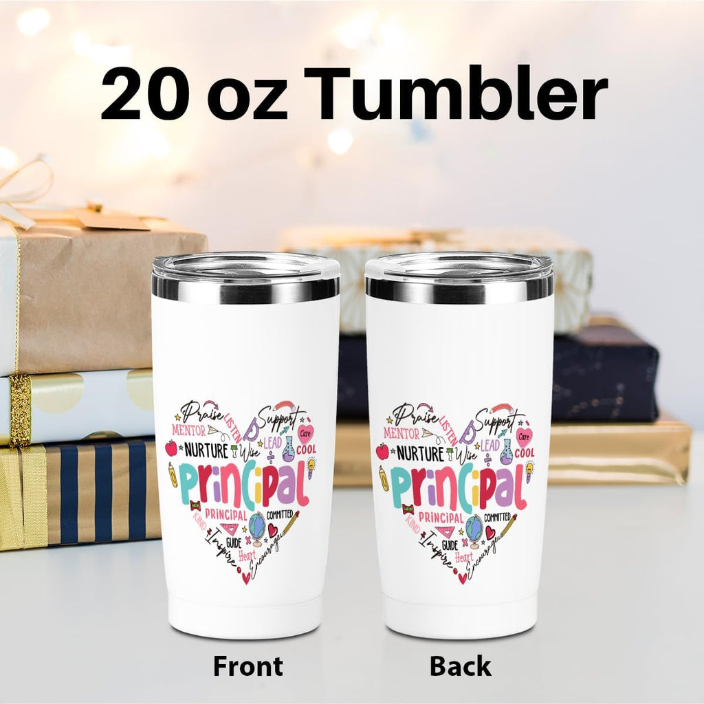 Principal Gifts Principal Appreciation Gifts Tumbler, 20 oz Stainless Steel Coffee Mug，Insulated Cup, Inspirational Birthday Christmas Thank You Office for Women Men Boss Coworker Teacher