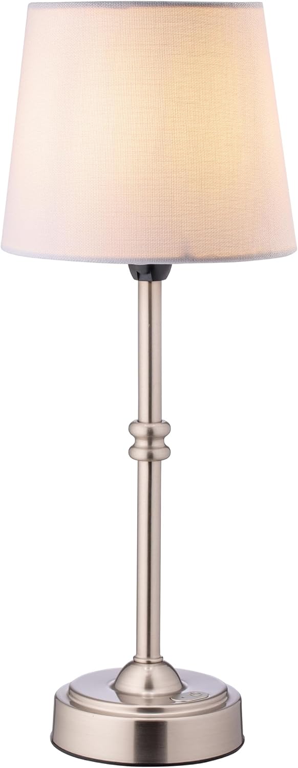 O'Bright Seraph Cordless Rechargeable LED Table Lamp, Brushed Nickel