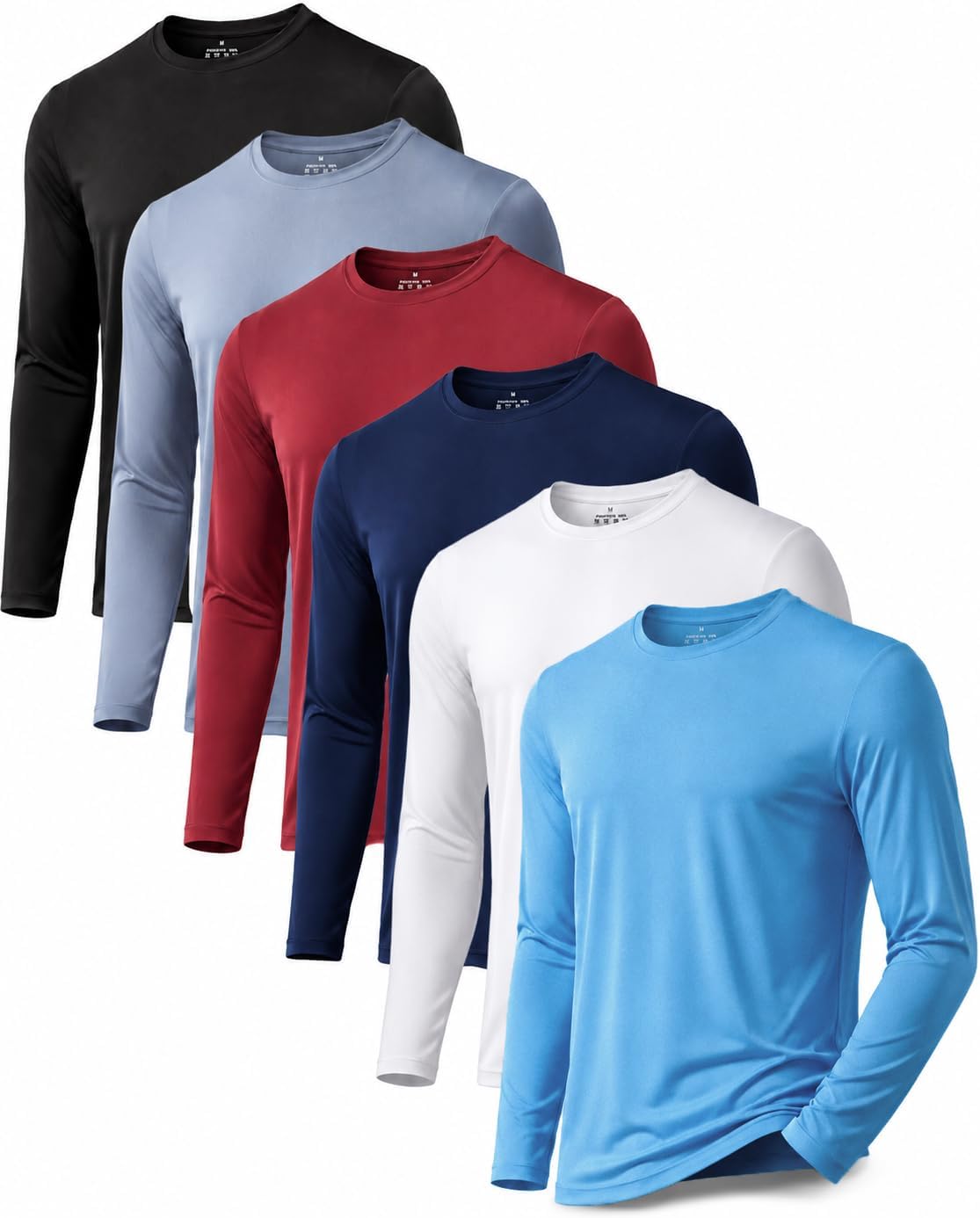 OYGSieg 6 Pack Long Shirts for Men Quick Dry Sun Protection Tee Shirts | Quick dry, Breathable, Moisture wicking, UPF, UV Protection, Lightweight for Daily Work and Outdoor Athletic Wear