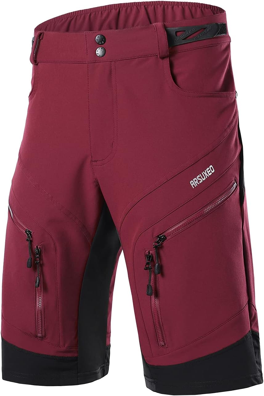 ARSUXEO Men's Loose Fit Cycling Shorts Mountain Bike Shorts Water Ressistant 1903