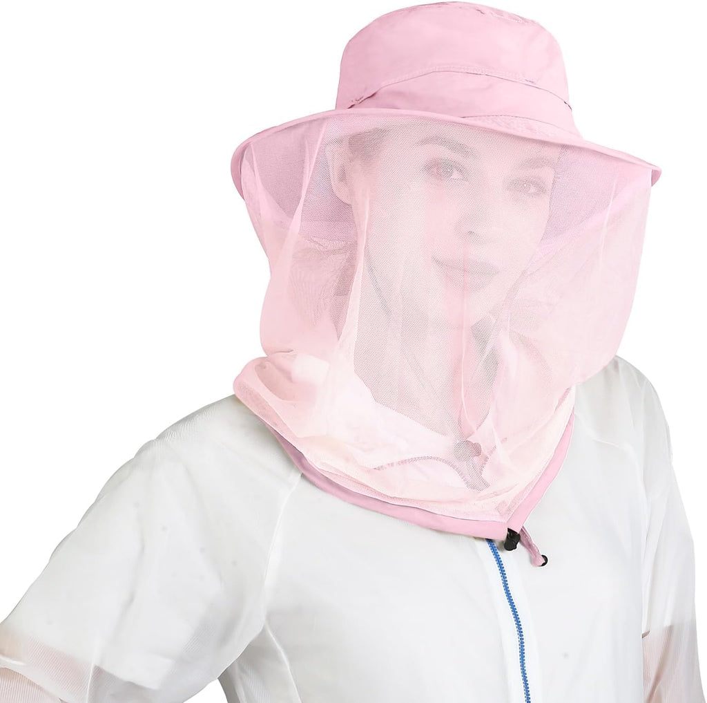 Fishing Hat Sun Protection Hat Mosquito Head Net for Outdoors Bucket Hat with Hidden Net Mesh