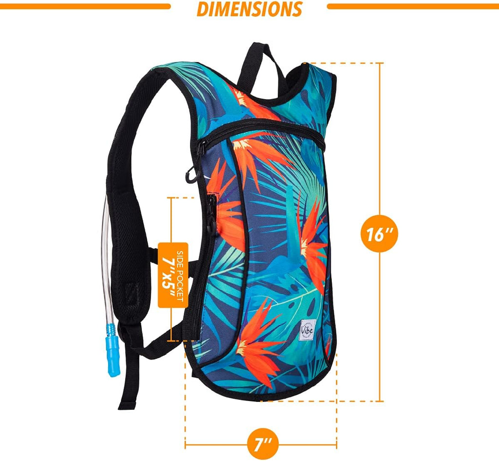 Vibe Festival Gear Rave Hydration Pack Backpack with 2L Water Bladder for Women Men – Festival Hydropack, Hydro Pack, Leak Proof, Lightweight – Teens, Party, Hiking, Running, Outdoor Sports