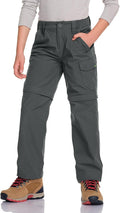 CQR Kids Youth Hiking Cargo Pants, UPF 50+ Quick Dry Convertible Zip Off Pants, Outdoor Camping Pants