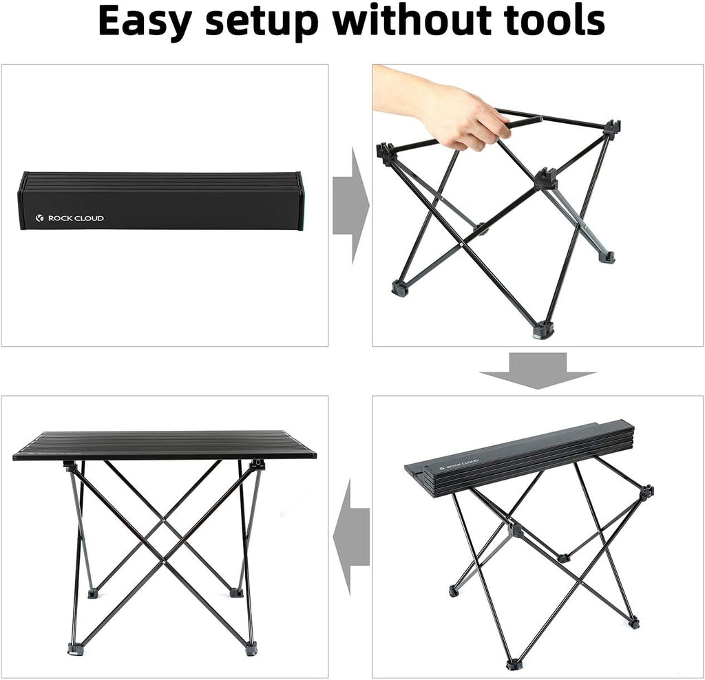 ROCK CLOUD Portable Camping Table Ultralight Aluminum Camp Table Folding Beach Table for Camping Hiking Backpacking Outdoor Picnic, Size M
