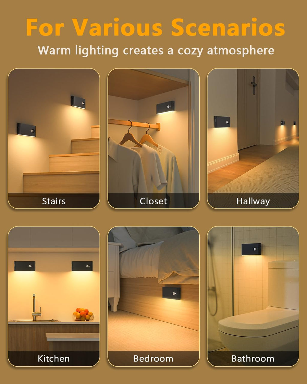 WILLED Motion Sensor Night Lights,Wireless Stair Lights Indoor