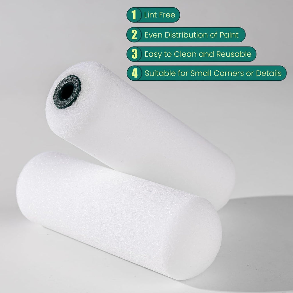 Paint Roller Covers, Foam Paint Rollers 4 Inch, 20 Pack
