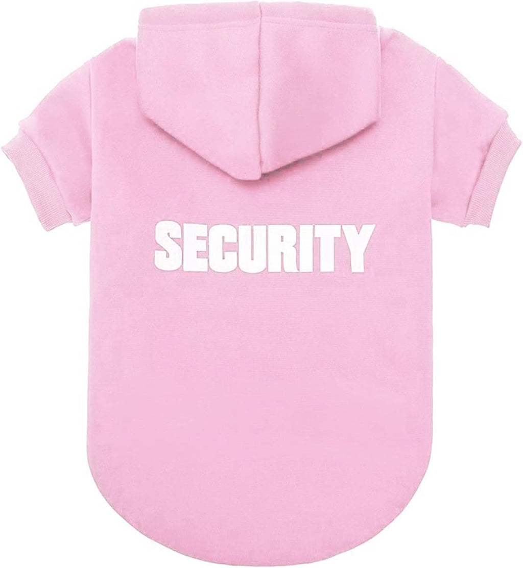 BINGPET Security Dog Hoodie, Pet Sweater Clothes with Leash Hole, Pink